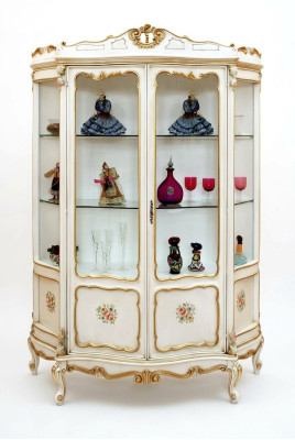 Armario de cristal Vitrina Muebles barrocos Mobiliario italiano Vitrinas Armarios de vidrio