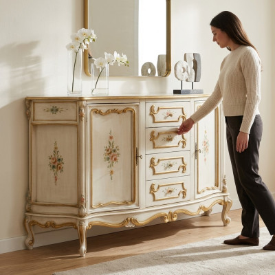 Cómoda Armario clásico Muebles de madera maciza Credenza Mobiliario italiano