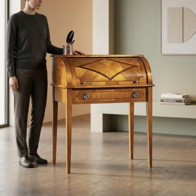 Escritorio Mesa Mobiliario italiano Muebles Madera maciza Oficina Secretaria Nuevo