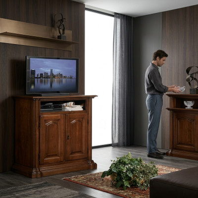 Mueble para TV RTV para salón, diseño de estantería de madera Italia marrón.