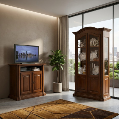 Mueble para TV RTV para salón, diseño de estantería de madera Italia marrón.