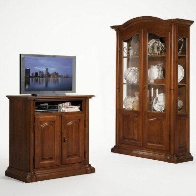 Mueble para TV RTV para salón, diseño de estantería de madera Italia marrón.