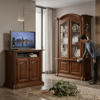 Vitrinas de vidrio Armario de madera maciza de salón Mueble vitrina Aparador Madera maciza