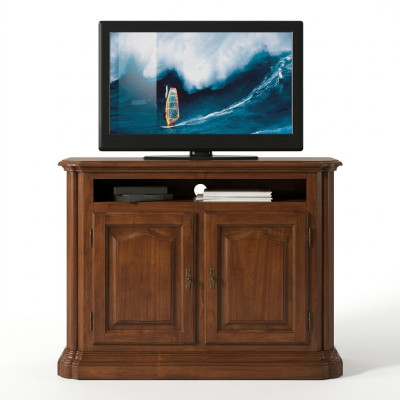 Mueble de TV rtv en el salón, diseño de estantería de madera marrón, estantes, lowboard de Italia, nuevo.