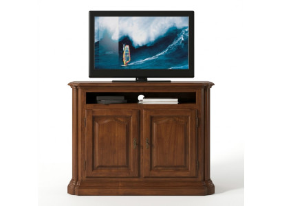 Mueble de TV rtv en el salón, diseño de estantería de madera marrón, estantes, lowboard de Italia, nuevo.