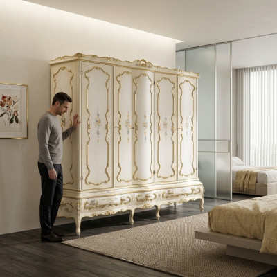 Armario nuevo armario multiusos 5 puertas cajones armario alto madera blanco