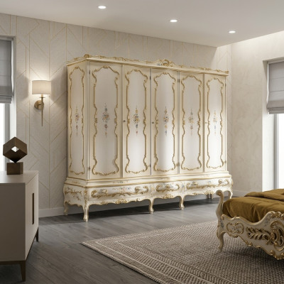 Armario nuevo armario multiusos 5 puertas cajones armario alto madera blanco