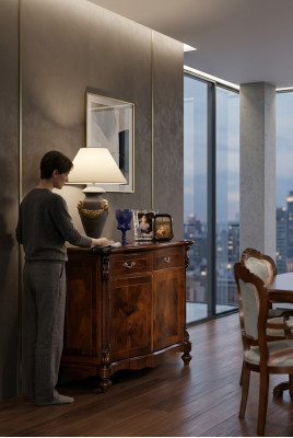 Cómoda aparador Credenza marrón Credenzas madera maciza gabinete cómodas muebles