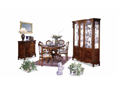 Conjunto de mesa de comedor de madera con sillas, muebles de comedor italiano.