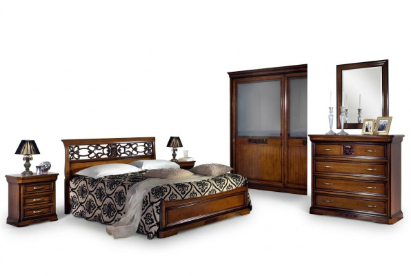 Habitación de madera marrón cama muebles de lujo Vaccari cav giovanni madera maciza Nuevo