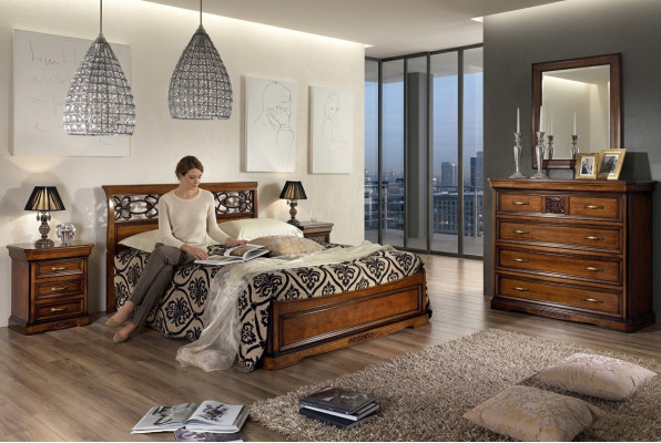 Dormitorio Cama Mesita de noche Camas Hotel Doble Juego Diseño de lujo Nuevo 3 piezas Muebles.