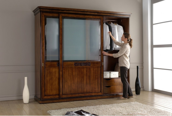 Puertas correderas Armario Muebles Decoración Madera Dormitorio italiano Armarios