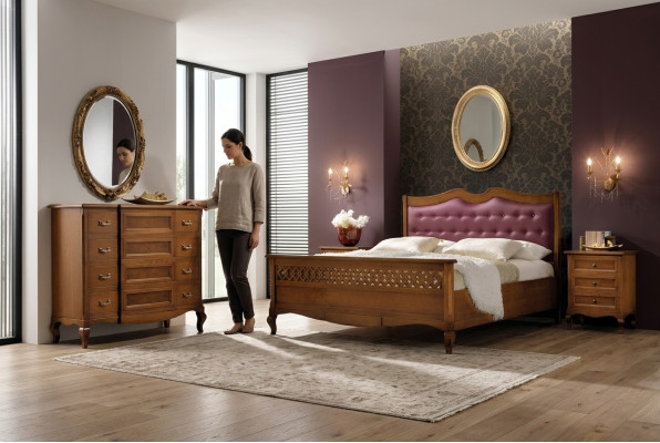 Dormitorio de madera maciza muebles cama acolchada diseño de lujo camas dobles de hotel nuevas