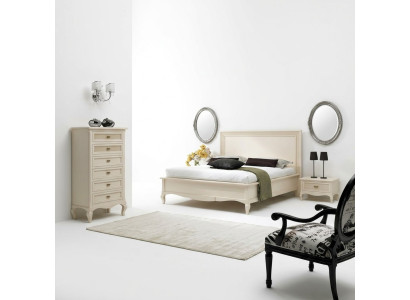 Italian bedroom furniture bed bedside table solid wood bed set 4 pieces.