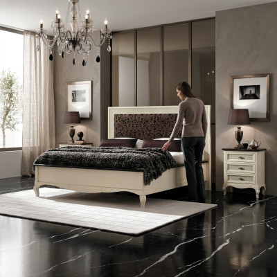 Dormitorio cama mesita de noche cama doble acolchada conjunto de camas grupo de juegos 3 piezas.