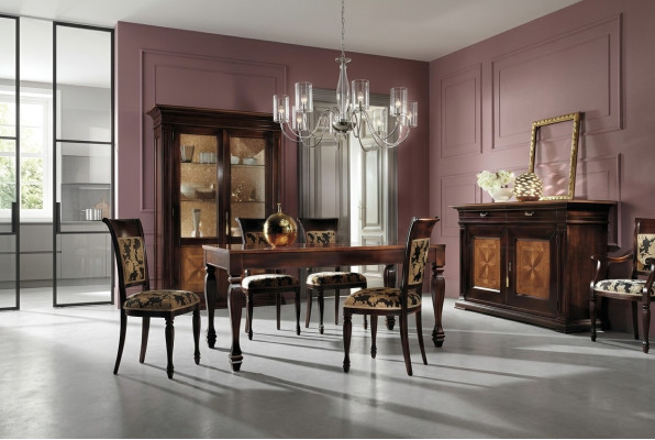 Mesa de comedor de lujo, mesa de madera maciza de lujo de Italia, mesa de comedor, mobiliario.