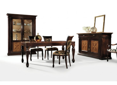 Mesa de comedor de lujo, mesa de madera maciza de lujo de Italia, mesa de comedor, mobiliario.