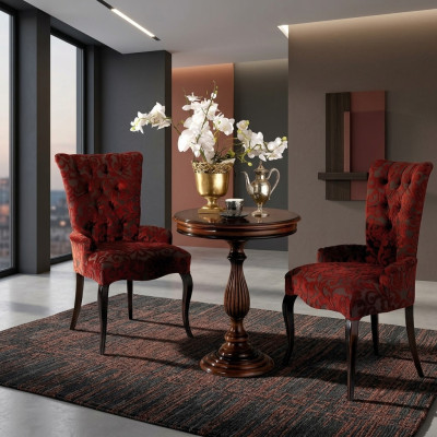 Sillas de salón de lujo sillón silla madera marrón muebles italianos tapizados.