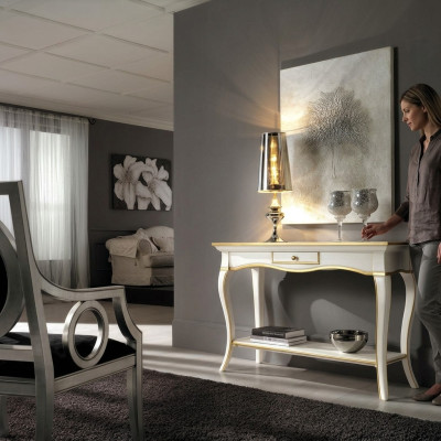 Mesita de noche para consola en madera blanca de diseño moderno para dormitorio, nuevo.