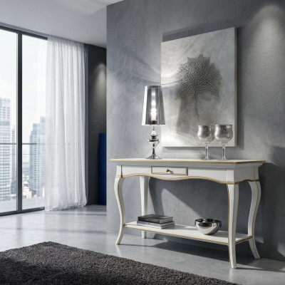 Mesita de noche para consola en madera blanca de diseño moderno para dormitorio, nuevo.