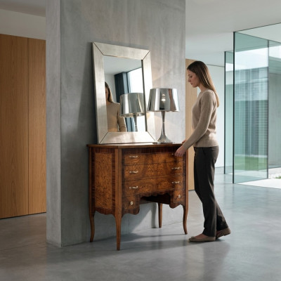 Cómoda de madera, muebles de estilo italiano de lujo, cómodas de estilo barroco antiguo de estilo nuevo.