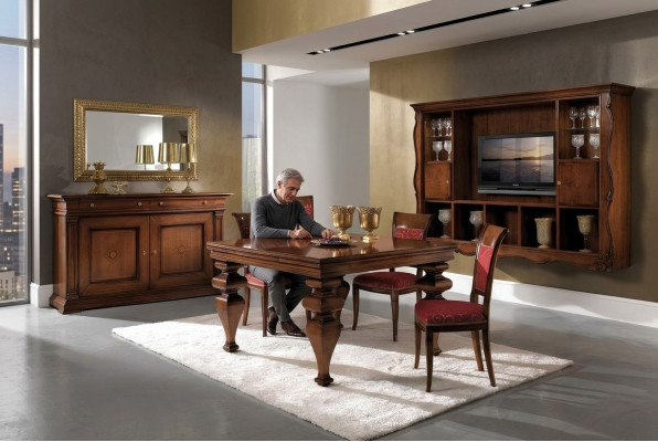 Mesa de comedor Diseño Muebles Decoración Mesas Madera maciza Mesa Nueva Lujo Italiana