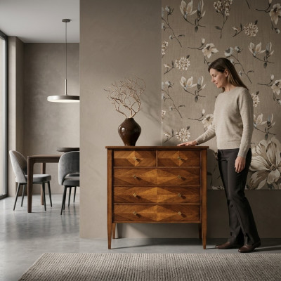 Conjunto de sala de estar Comoda Espejo Cómodas Conjunto Grupo Diseño de madera Armario Nuevo