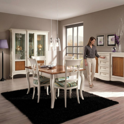Juego de comedor conjunto cómoda sillas 4x vitrina grupo grupo de comedor vitrinas 7 piezas.