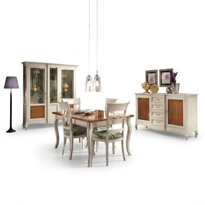 Juego de comedor conjunto cómoda sillas 4x vitrina grupo grupo de comedor vitrinas 7 piezas.