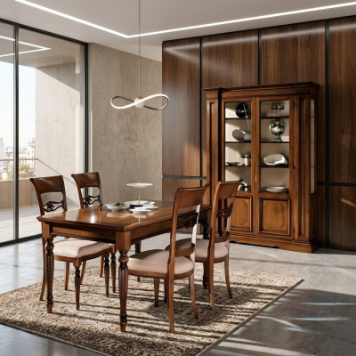 Vitrina de madera de lujo Armarios clásicos de diseño italiano en marrón.