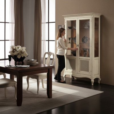 Vitrina de madera de lujo gabinetes clásicos aparador de diseño muebles italianos marrón.