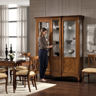 Vitrina de madera armarios de lujo aparador clásico gabinete muebles italiano marrón