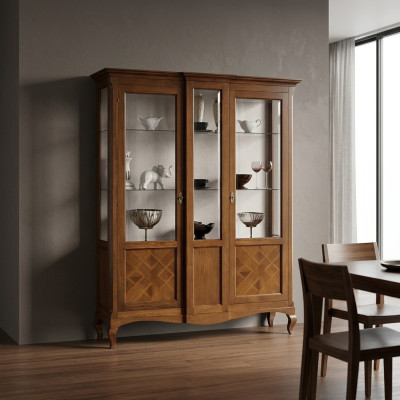 Vitrina de madera armarios de lujo aparador clásico gabinete muebles italiano marrón
