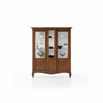 Vitrina de madera armarios de lujo aparador clásico gabinete muebles italiano marrón
