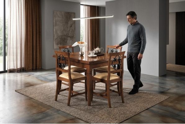 Mesas de comedor italianas Mesa de madera Mesas Muebles Mesa de comedor Estilo antiguo Madera maciza