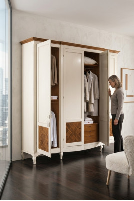 Armario de madera maciza italiano para dormitorio.