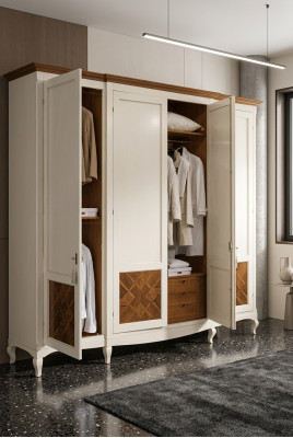 Armario de madera maciza italiano para dormitorio.