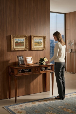 Mesa de consola de diseñador, mesa de madera, consola, consolas, mesas de maquillaje, muebles.
