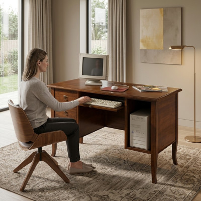 Muebles de oficina de estilo italiano, escritorio de madera real, mesas nuevas.