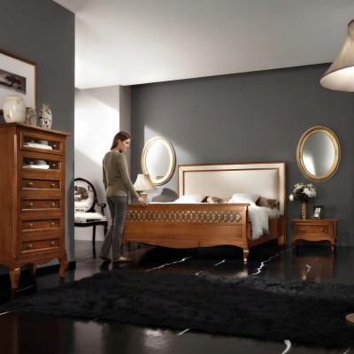 Cama doble Muebles de dormitorio de madera maciza Vaccari cav giovanni Cama nueva