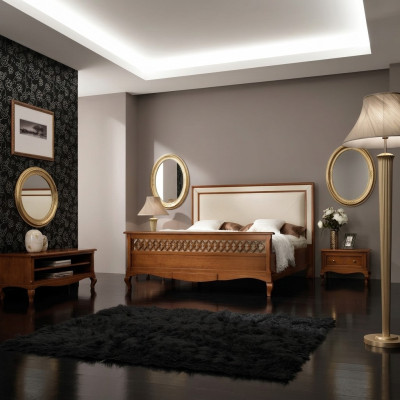 Cama doble Muebles de dormitorio de madera maciza Vaccari cav giovanni Cama nueva