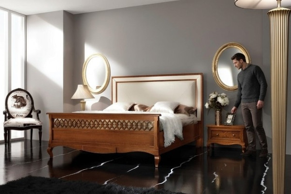 Dormitorio juego de muebles italiano Mesita de noche Madera maciza 3 piezas