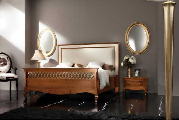 Dormitorio juego de muebles italiano Mesita de noche Madera maciza 3 piezas