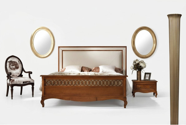 Dormitorio juego de muebles italiano Mesita de noche Madera maciza 3 piezas