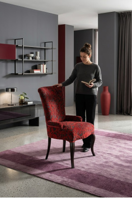 Sillas reclinables de salón Sillones de lujo Silla de madera Marrón Muebles italianos Tapizado