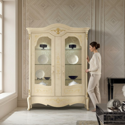 Vitrina de lujo Schrank, vitrinas clásicas, armarios de salón, aparadores de madera nuevos.