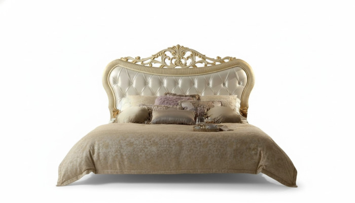 Cama doble Cama Lujo Camas de madera Estructuras de cama Marco de cama Beige Diseño Moderno