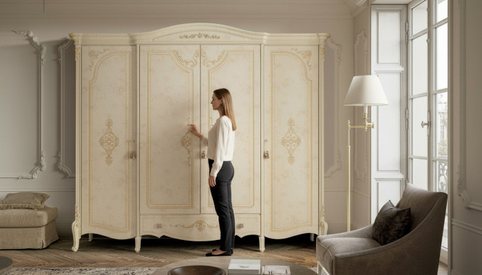 Armario de madera maciza para dormitorio de estilo italiano