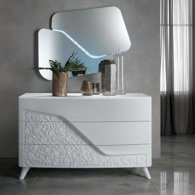 Cómoda con espejo Muebles de madera Gabinetes Armario Dormitorio Blanco Credenza Nuevo