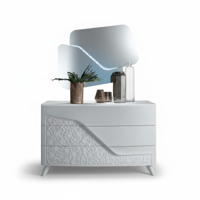 Cómoda con espejo Muebles de madera Gabinetes Armario Dormitorio Blanco Credenza Nuevo